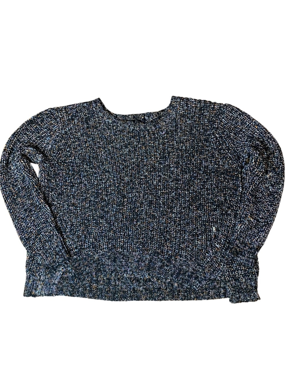 Jessica Simpson Space Dye Chunky Knit Sweater Black Multicolor Plus Size 2X⁠